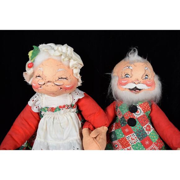 Vtg Annalee Mr & Mrs Santa Claus Calico Christmas Holiday Collectible 1963/1971 - Picture 3 of 16